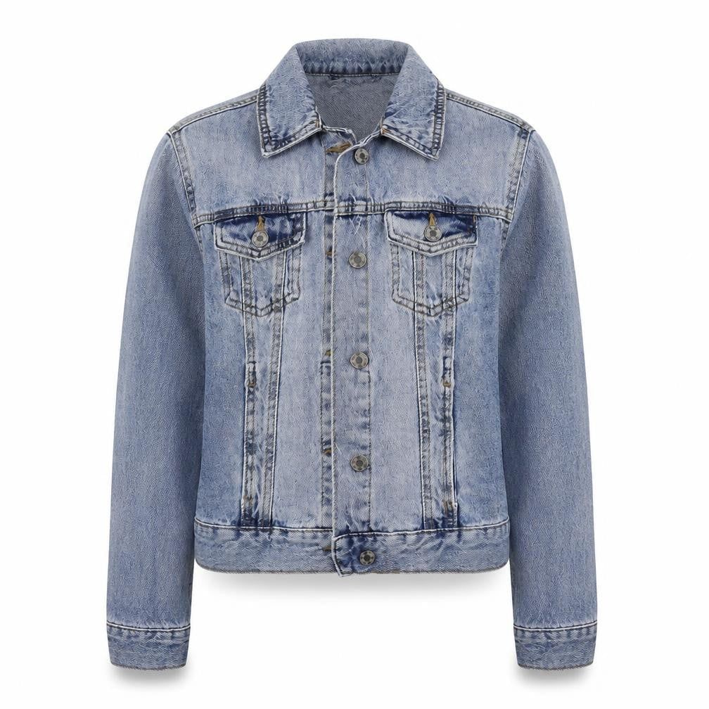 Denim & Co. Womens Blue Jacket Size 8 Button