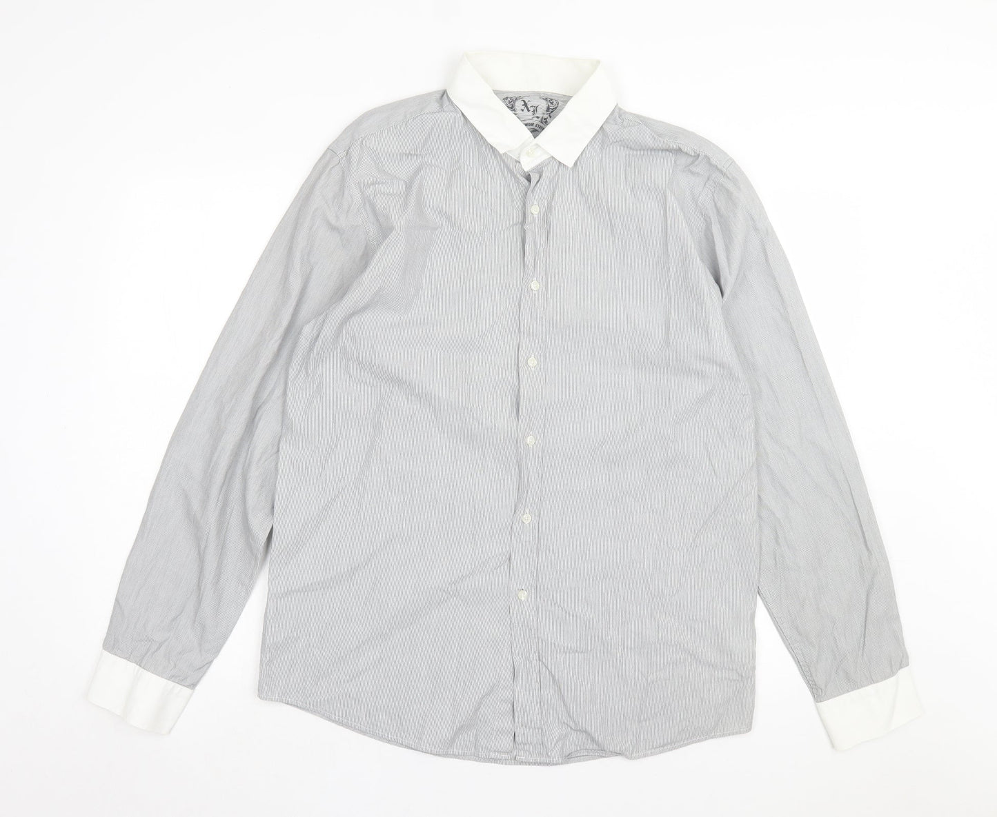 Cedar Wood State Mens Grey Cotton Button-Up Size XL Collared Button