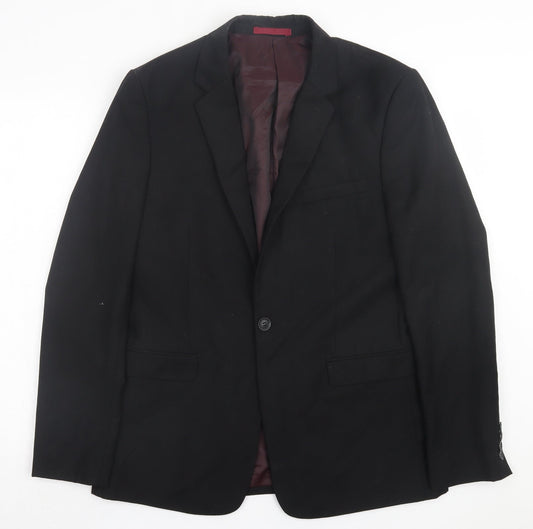 Topman Mens Black Polyester Jacket Suit Jacket Size 40