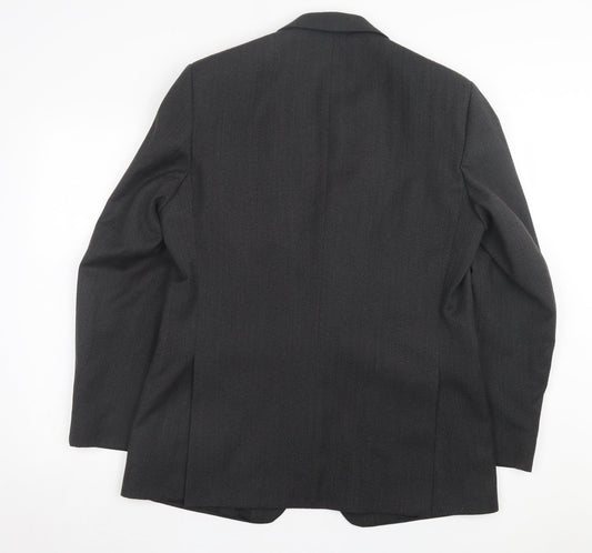 Preworn Mens Grey Striped Wool Jacket Suit Jacket Size 40