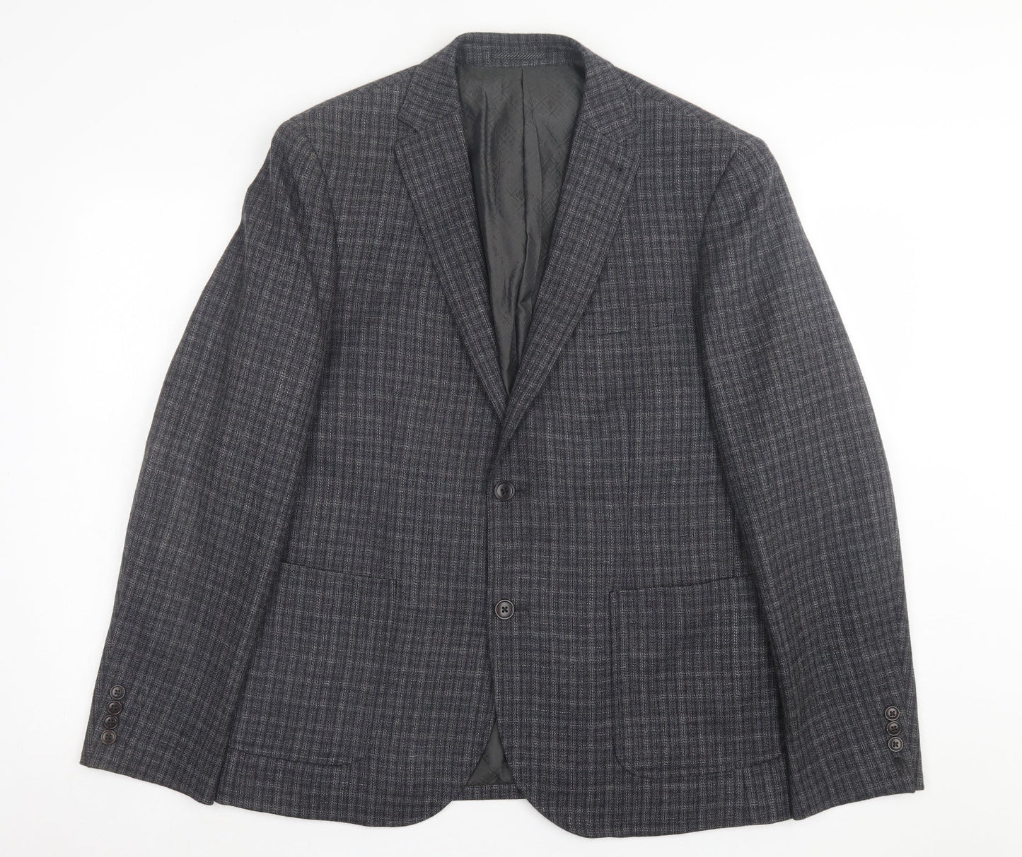 NEXT Mens Grey Plaid Wool Jacket Suit Jacket Size 42