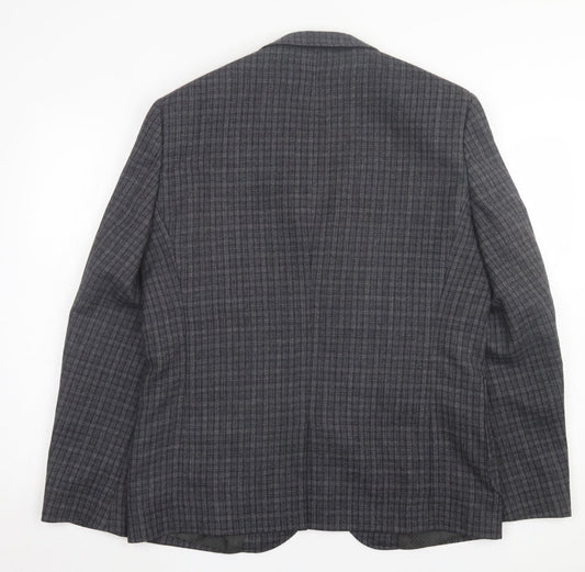 NEXT Mens Grey Plaid Wool Jacket Suit Jacket Size 42