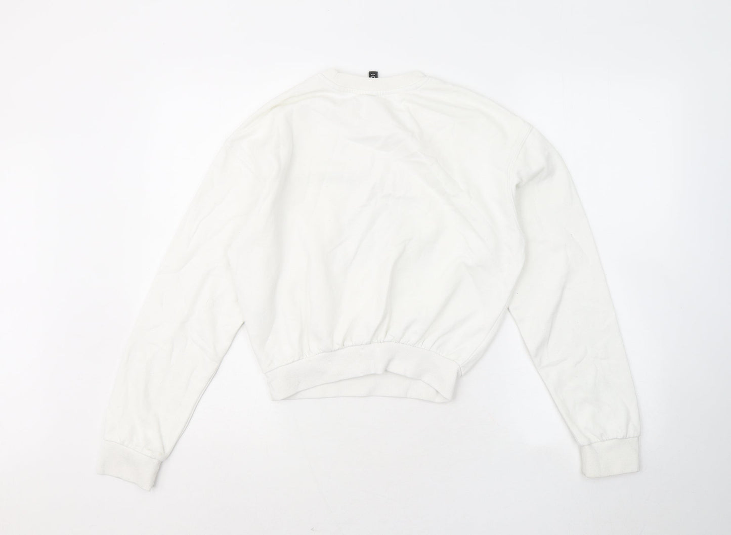 Divided by H&M Womens White Cotton Pullover Sweatshirt Size 2XS - Nice Bear