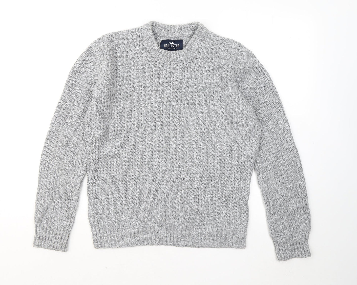 Hollister Womens Grey Round Neck Cotton Pullover Jumper Size S