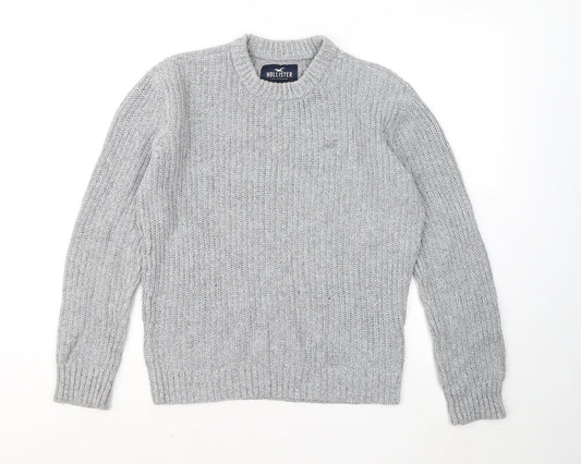 Hollister Womens Grey Round Neck Cotton Pullover Jumper Size S