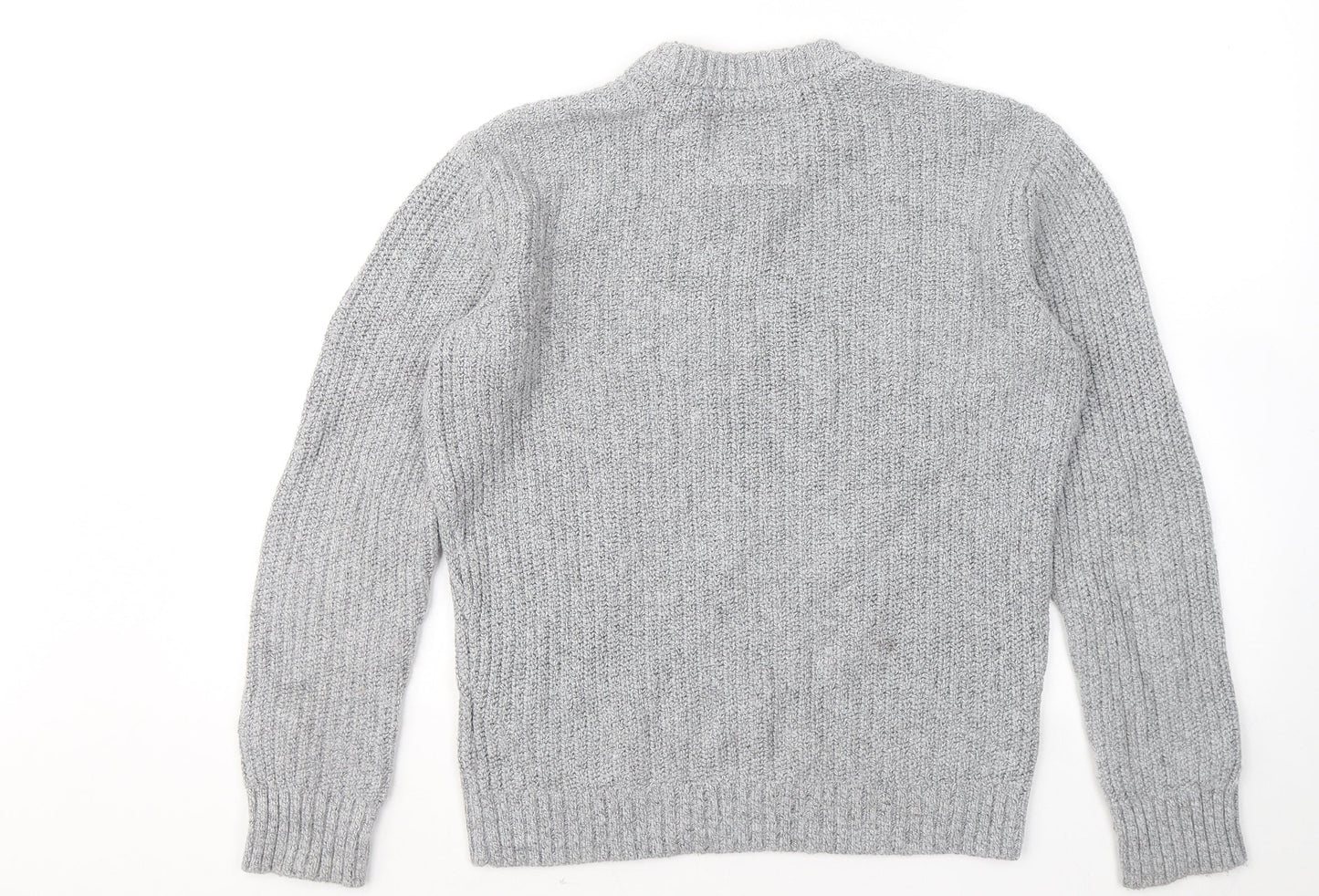 Hollister Womens Grey Round Neck Cotton Pullover Jumper Size S