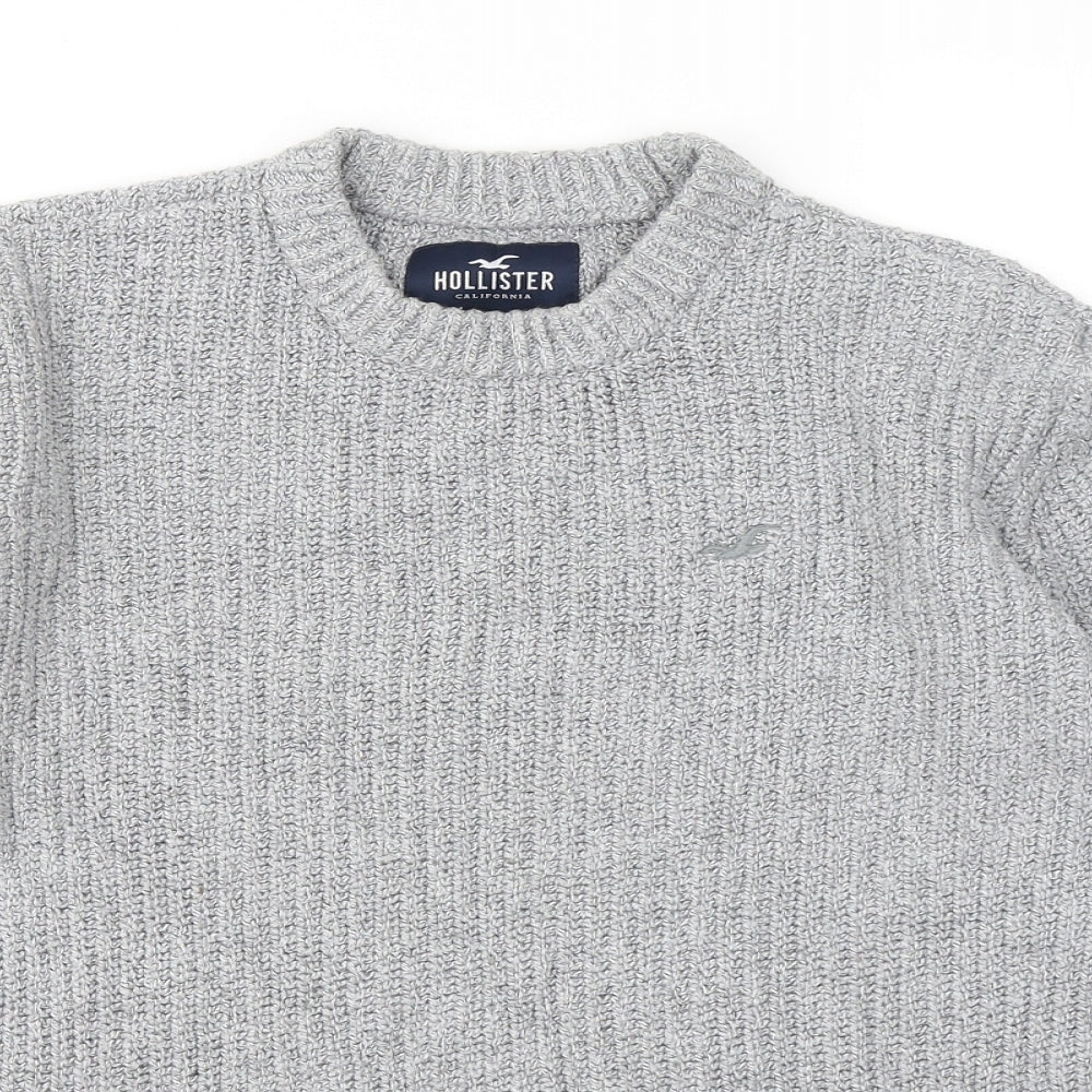 Hollister Womens Grey Round Neck Cotton Pullover Jumper Size S