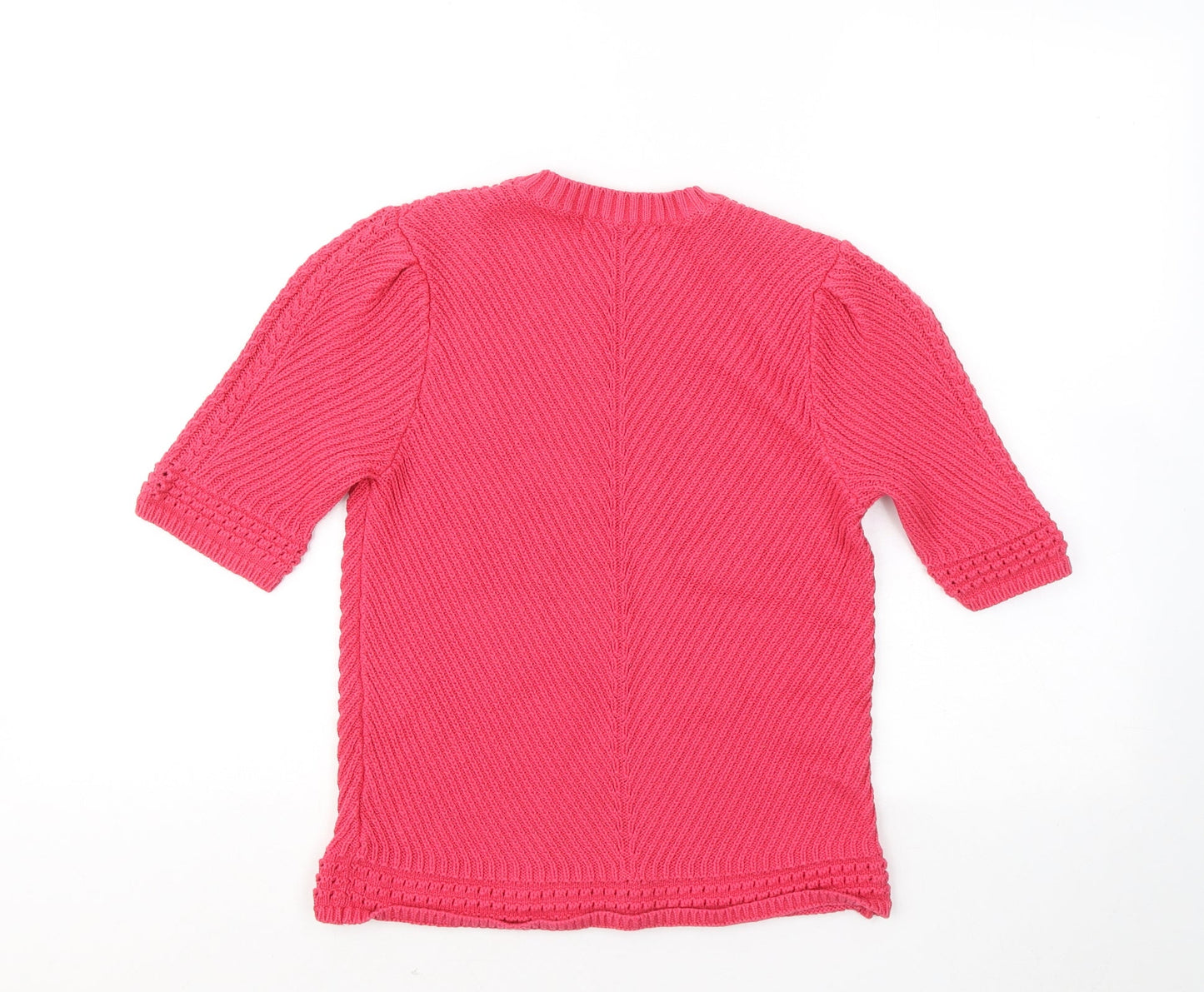 Marks and Spencer Womens Pink Round Neck Cotton Pullover Jumper Size 12