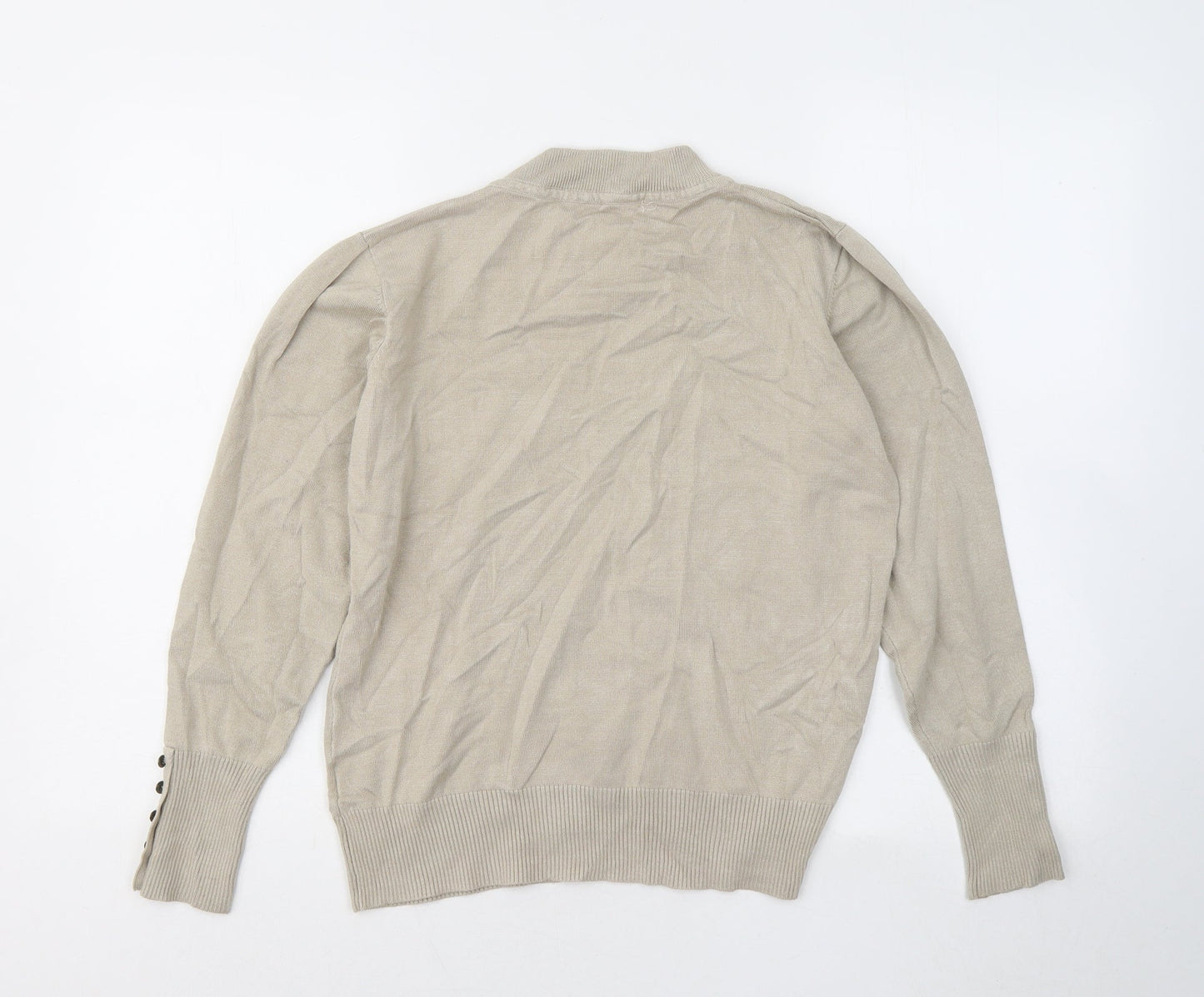 Preworn Womens Beige Mock Neck Viscose Pullover Jumper Size L