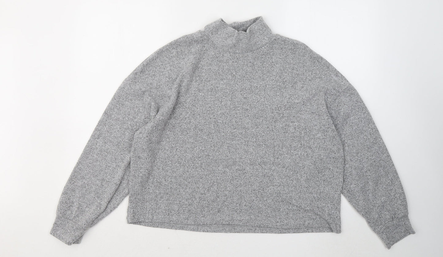 New Look Womens Grey Mock Neck Polyester Pullover Jumper Size M