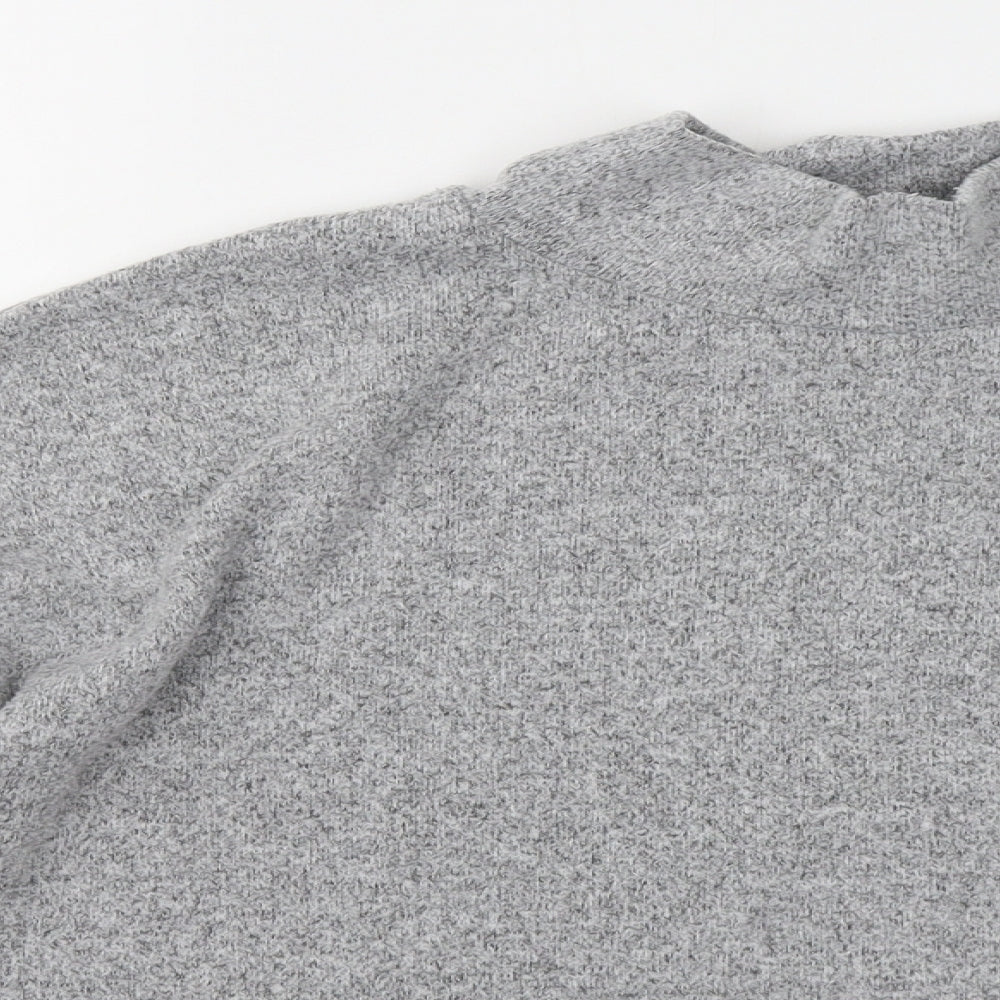 New Look Womens Grey Mock Neck Polyester Pullover Jumper Size M