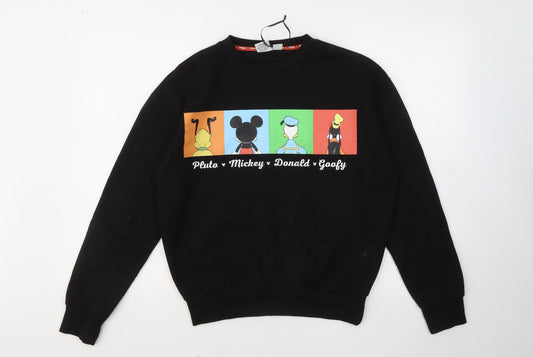 Primark Womens Black Cotton Pullover Sweatshirt Size 4 - Mickey and Friends
