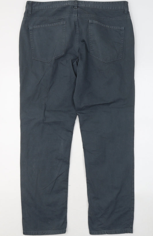 NEXT Womens Blue Cotton Chino Trousers Size 34 in L30 in Regular Zip