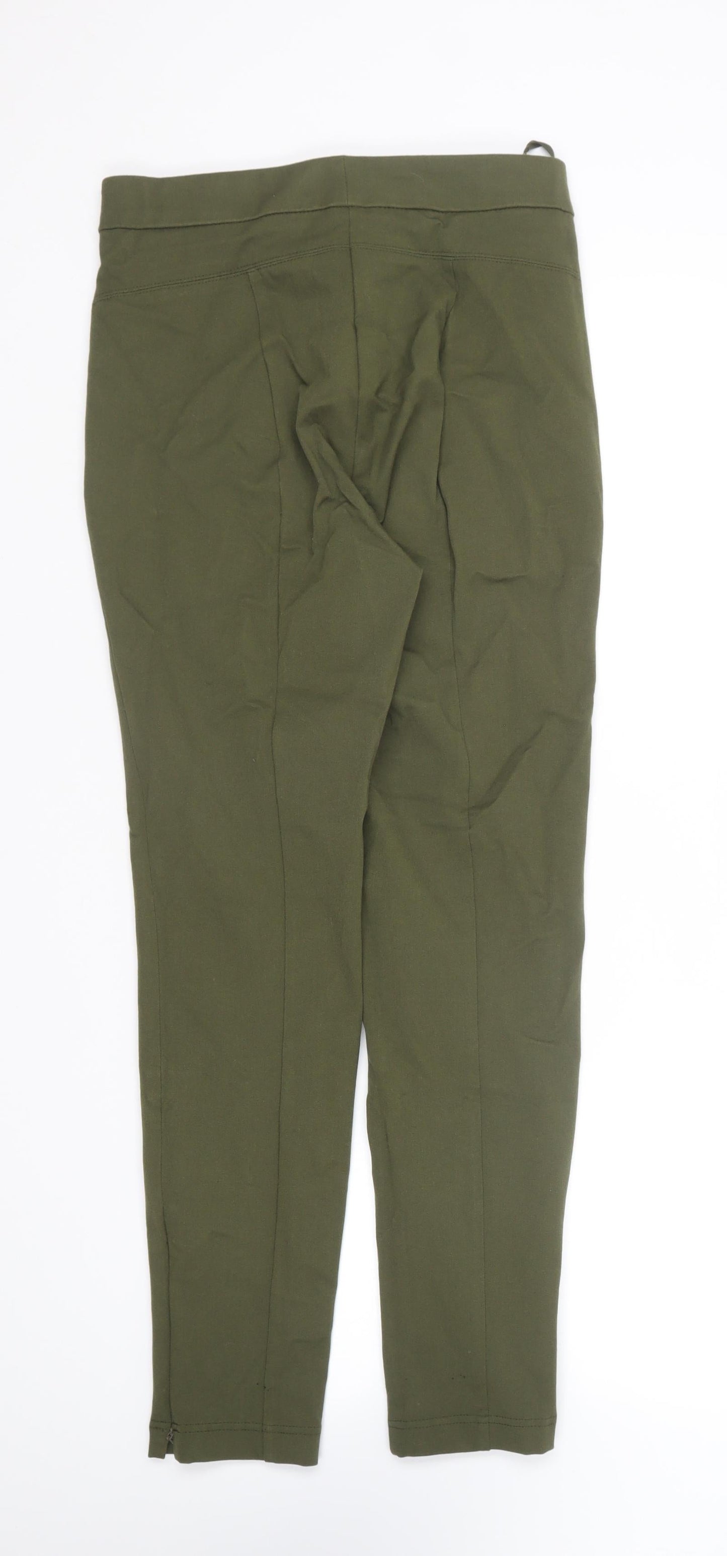 Marks and Spencer Womens Green Viscose Carrot Trousers Size 8 L27 in Regular Zip