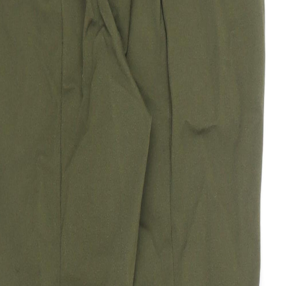 Marks and Spencer Womens Green Viscose Carrot Trousers Size 8 L27 in Regular Zip