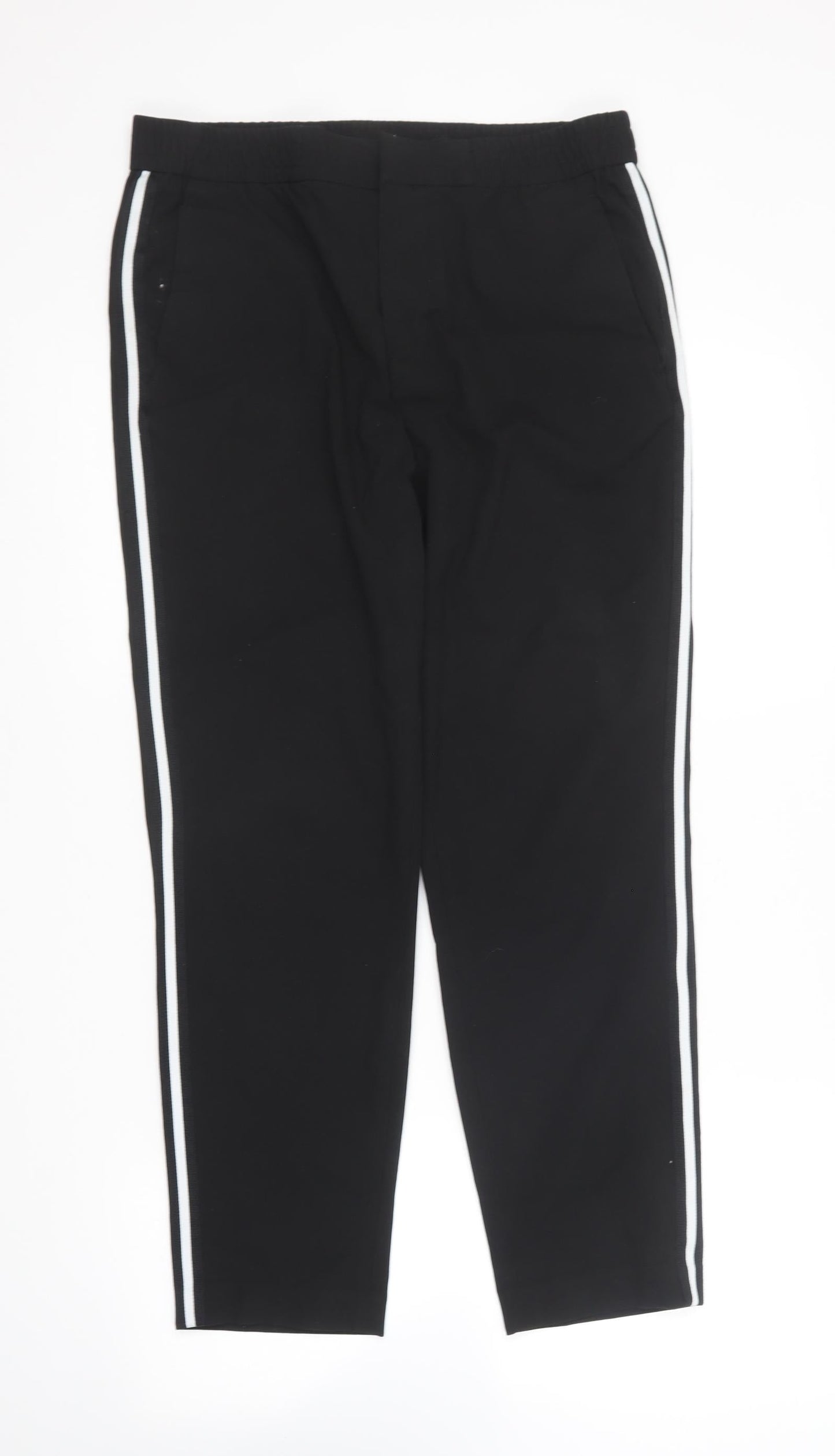 H&M Womens Black Polyester Trousers Size 32 in L27 in Regular