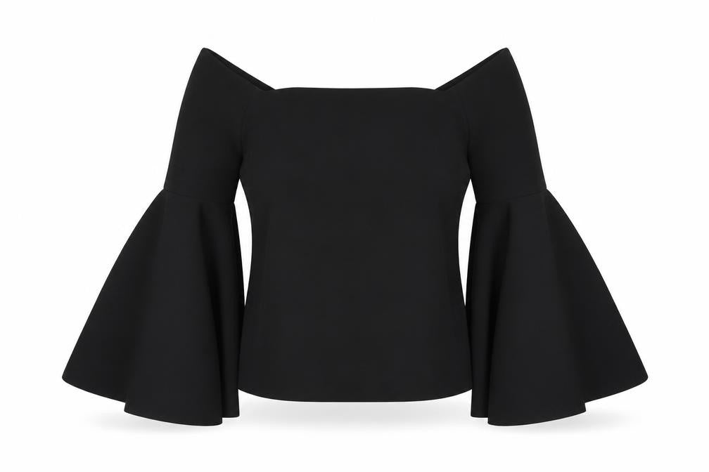 New Look Womens Black Polyester Jersey Blouse Size 10 Off the Shoulder