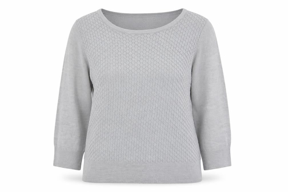 Marks and Spencer Womens Grey Round Neck Geometric Acrylic Pullover Jumper Size 12