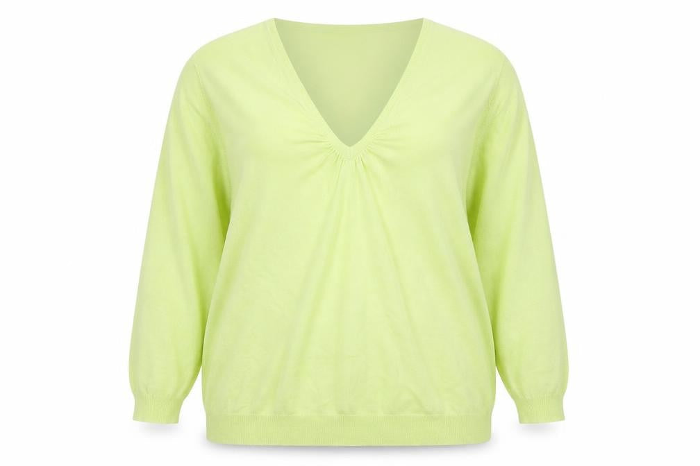Marks and Spencer Womens Green V-Neck Viscose Pullover Jumper Size 18