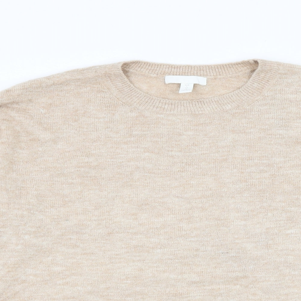 H&M Womens Beige Round Neck Acrylic Pullover Jumper Size L