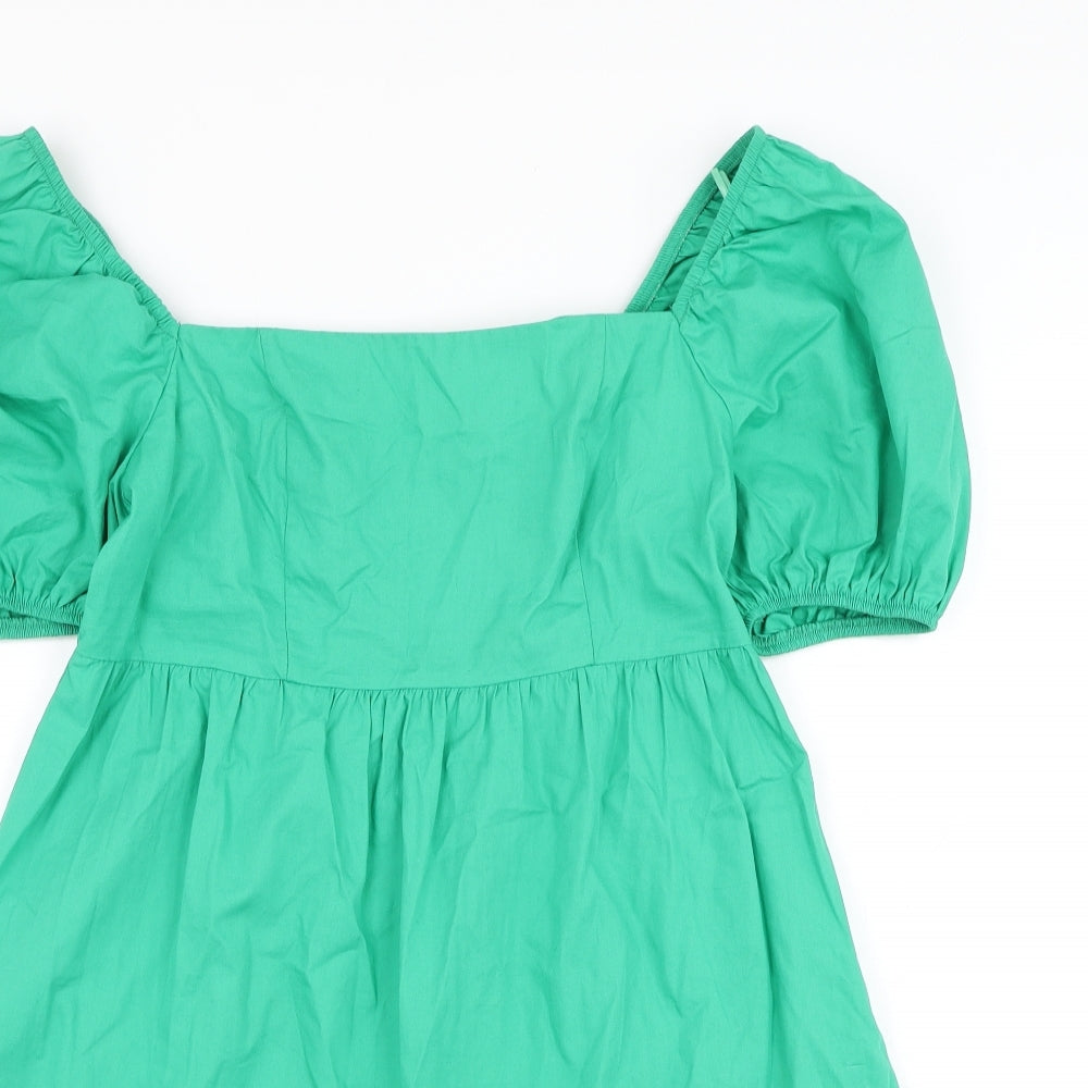 New Look Womens Green Polyester A-Line Size 12 Square Neck Pullover