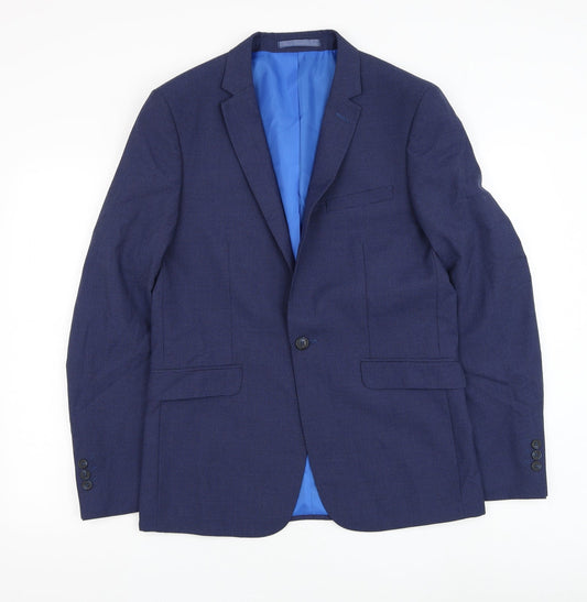 Marks and Spencer Mens Blue Polyester Jacket Suit Jacket Size 38