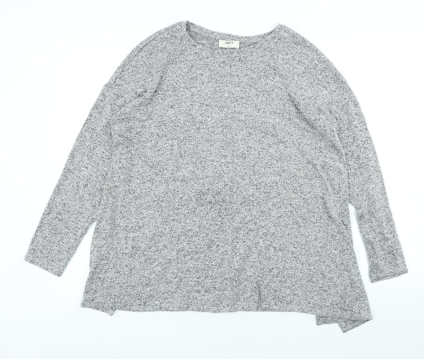 Papaya Womens Grey Crew Neck Polyester Pullover Jumper Size 16