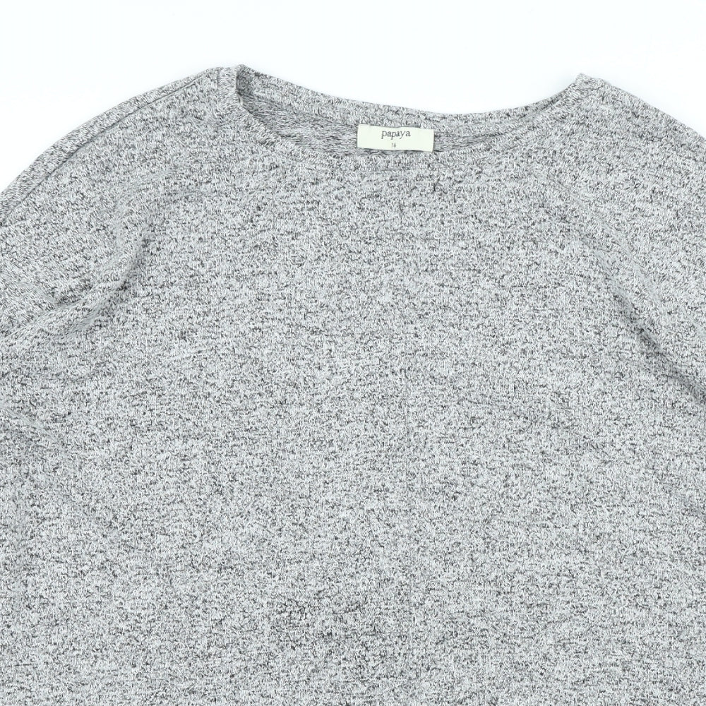 Papaya Womens Grey Crew Neck Polyester Pullover Jumper Size 16