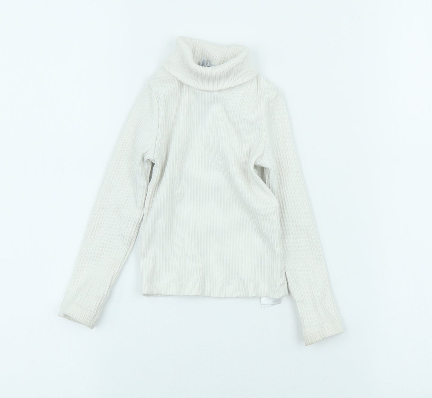 Primark Girls White Cotton Pullover T-Shirt Size 2-3 Years Roll Neck