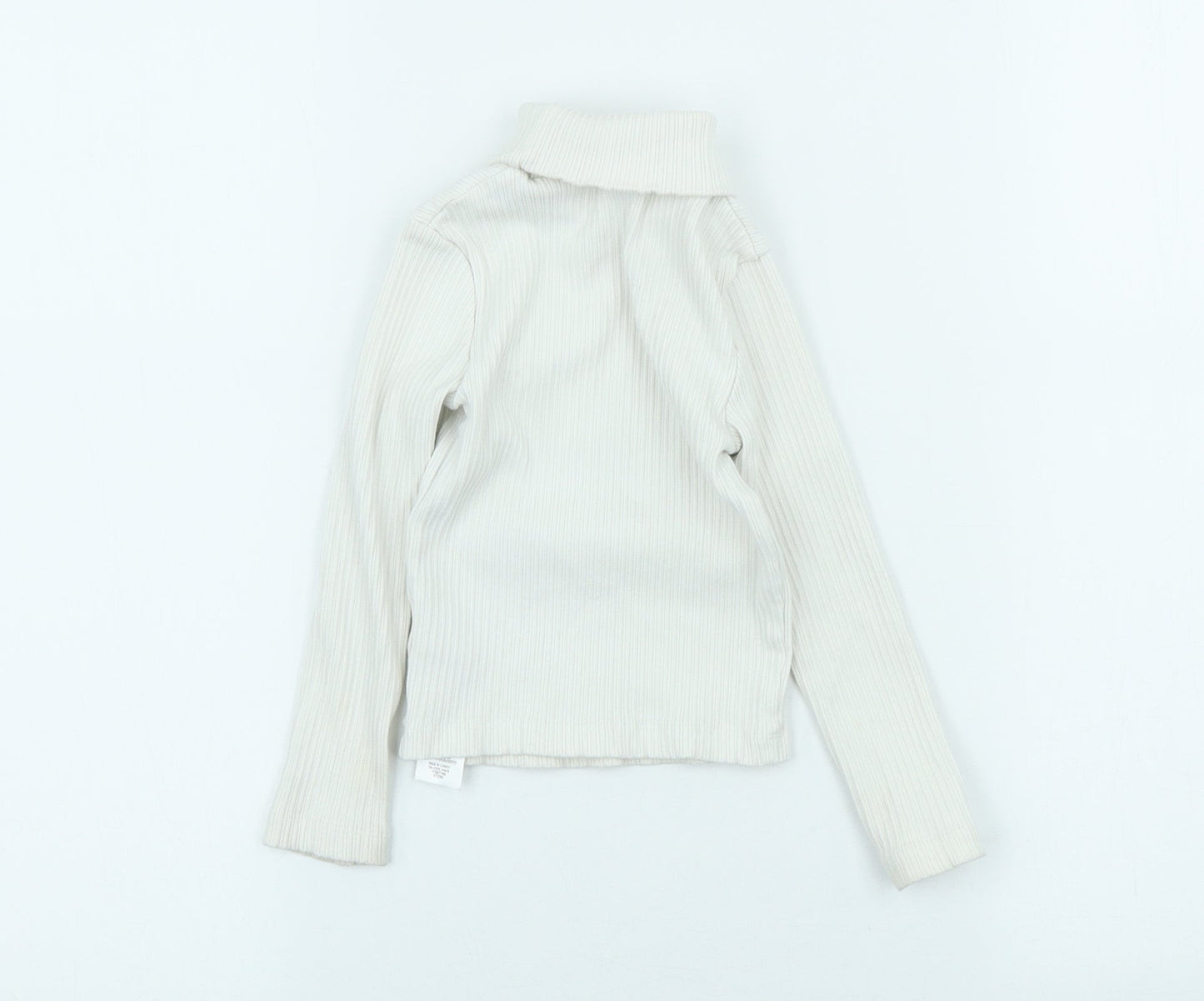 Primark Girls White Cotton Pullover T-Shirt Size 2-3 Years Roll Neck