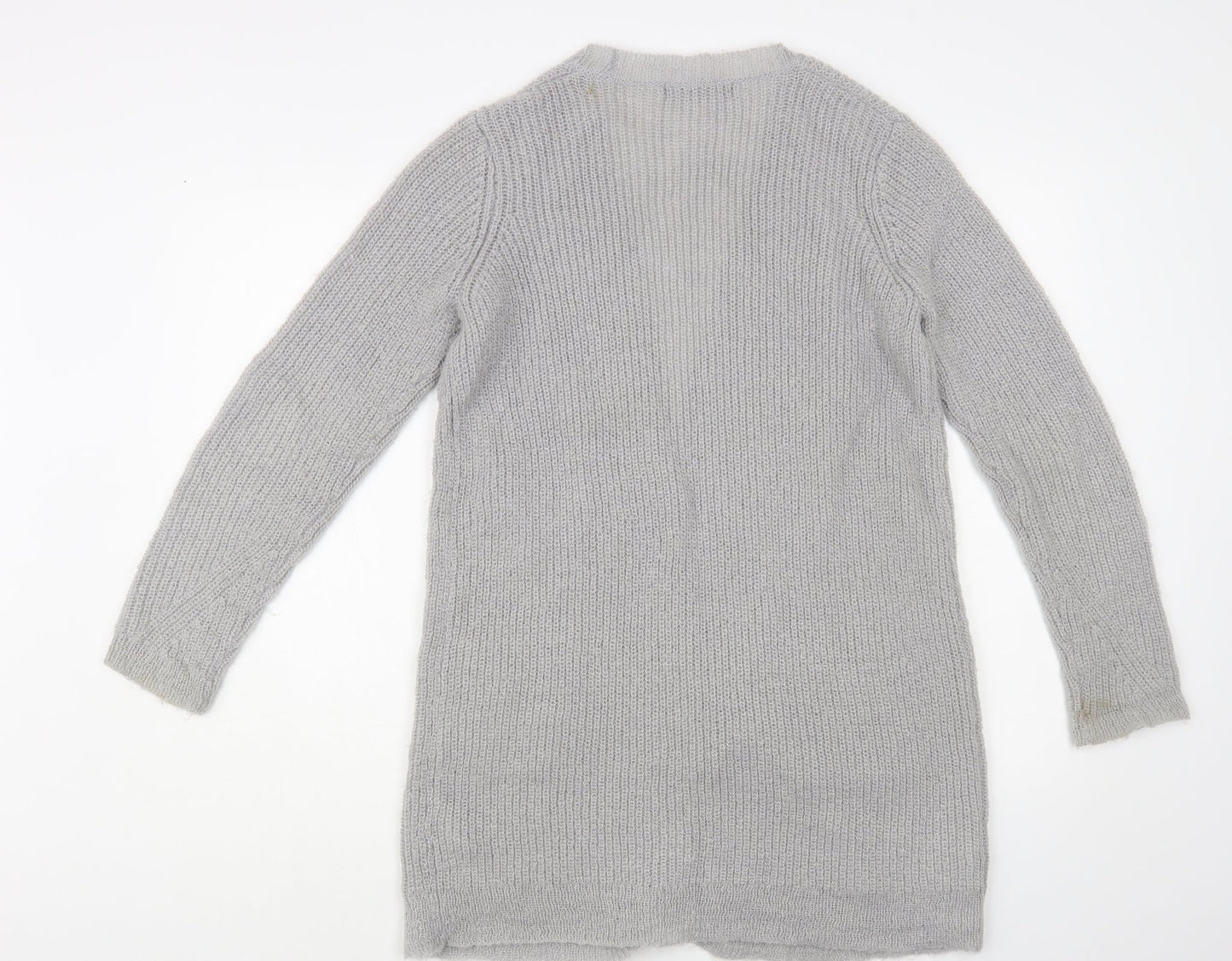 Marks and Spencer Womens Grey V-Neck Acrylic Cardigan Jumper Size 10