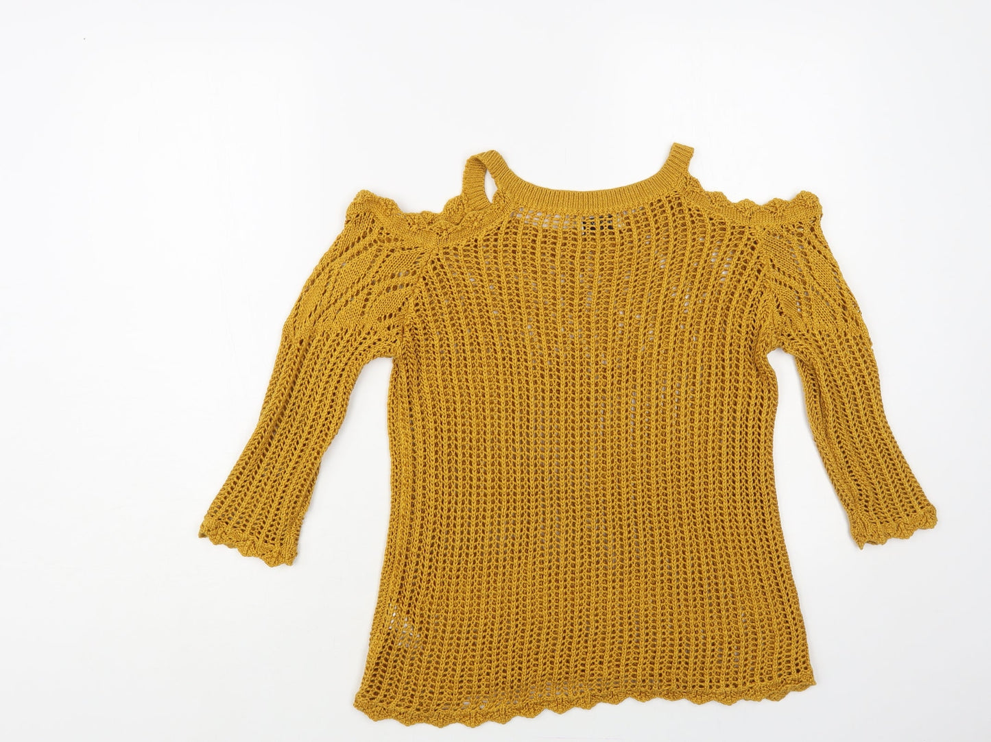Papaya Womens Yellow Round Neck Acrylic Pullover Jumper Size 12
