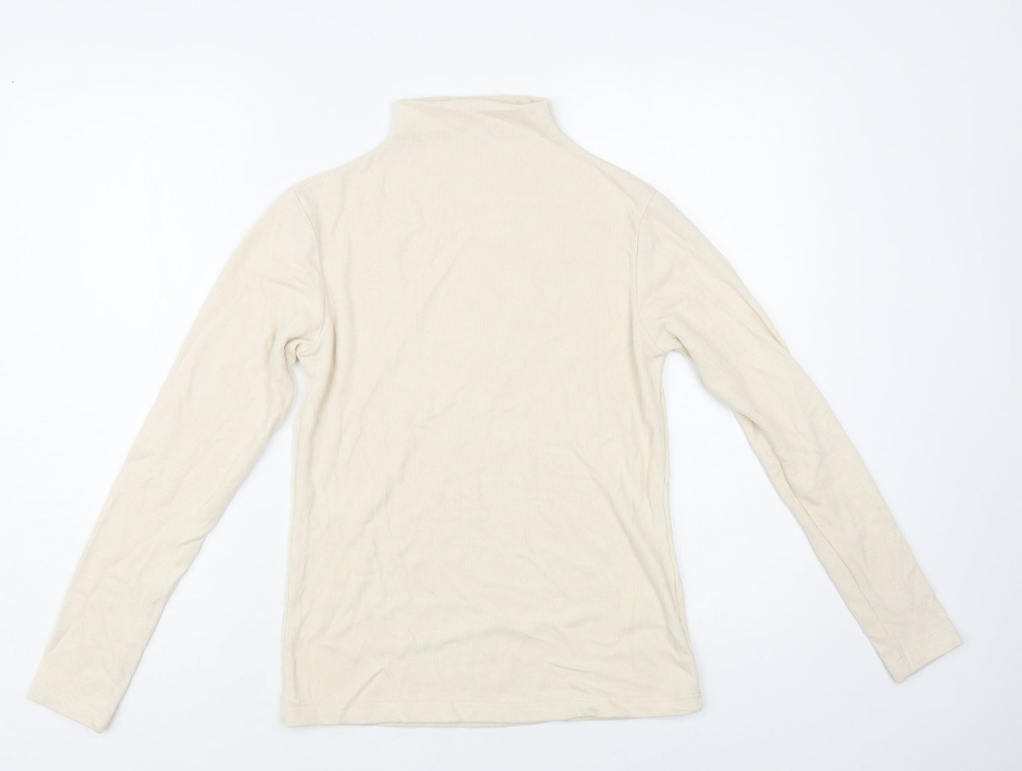 Xhange Womens Beige Mock Neck Polyester Pullover Jumper Size M