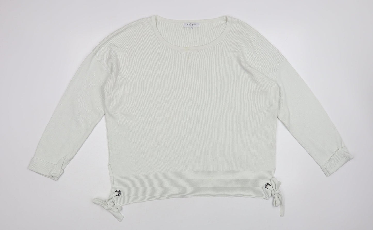 Great Plains Womens White Boat Neck Viscose Pullover Jumper Size XL