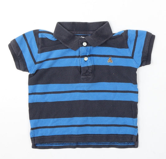 Gap Boys Blue Striped Cotton Basic Polo Size 2 Years Collared Button