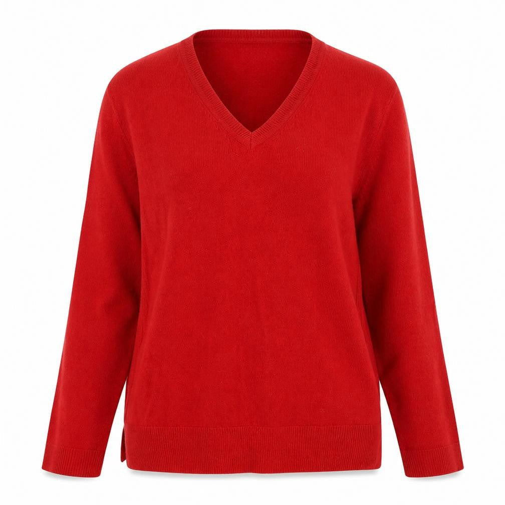 Marks and Spencer Womens Red V-Neck Acrylic Pullover Jumper Size 10