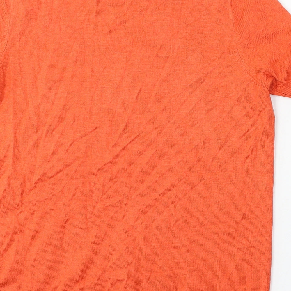 Marks and Spencer Womens Orange Round Neck Viscose Pullover Jumper Size 8