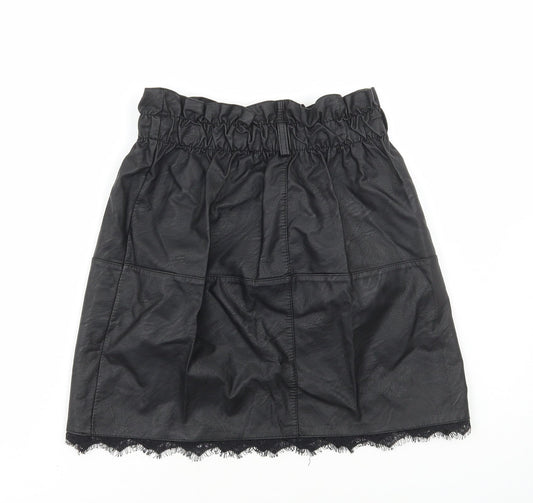 Preworn Womens Black Polyester A-Line Skirt Size M