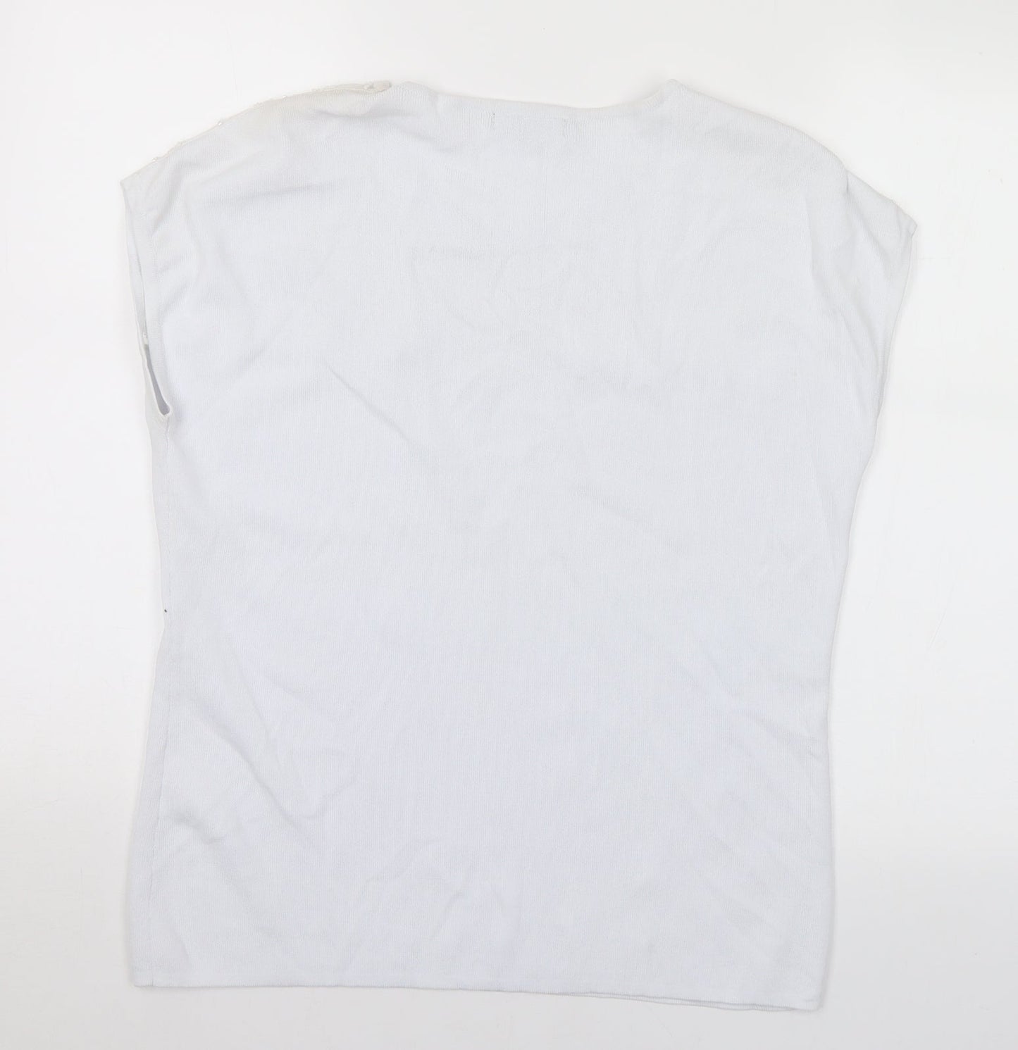 Al Paradise Womens White Round Neck Viscose Pullover Jumper Size M