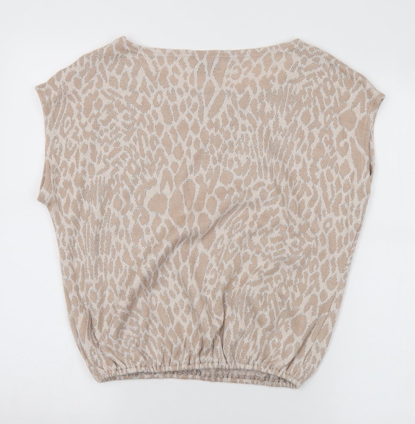 River Island Womens Beige Round Neck Animal Print Acrylic Pullover Jumper Size 8 - Leopard Print