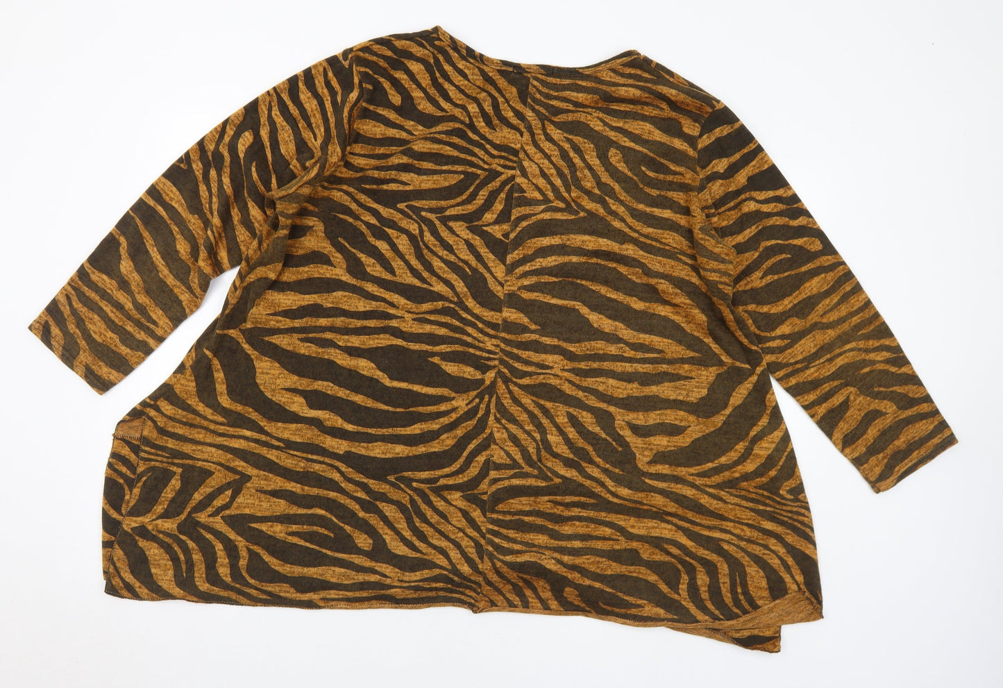 LV Clothing Womens Brown Round Neck Animal Print Acrylic Pullover Jumper Size XL - Tiger Print