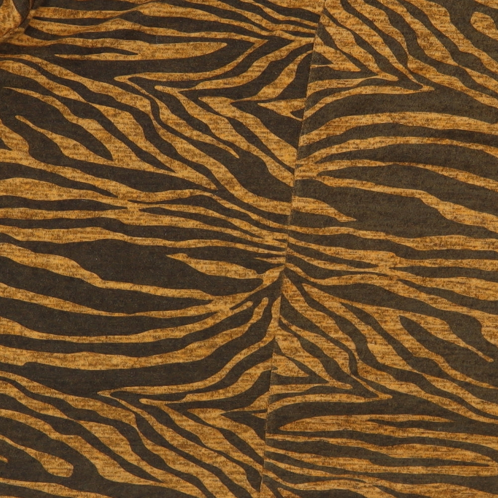 LV Clothing Womens Brown Round Neck Animal Print Acrylic Pullover Jumper Size XL - Tiger Print