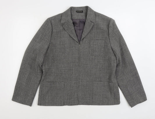 Definitions Womens Grey Jacket Blazer Size 16 Zip