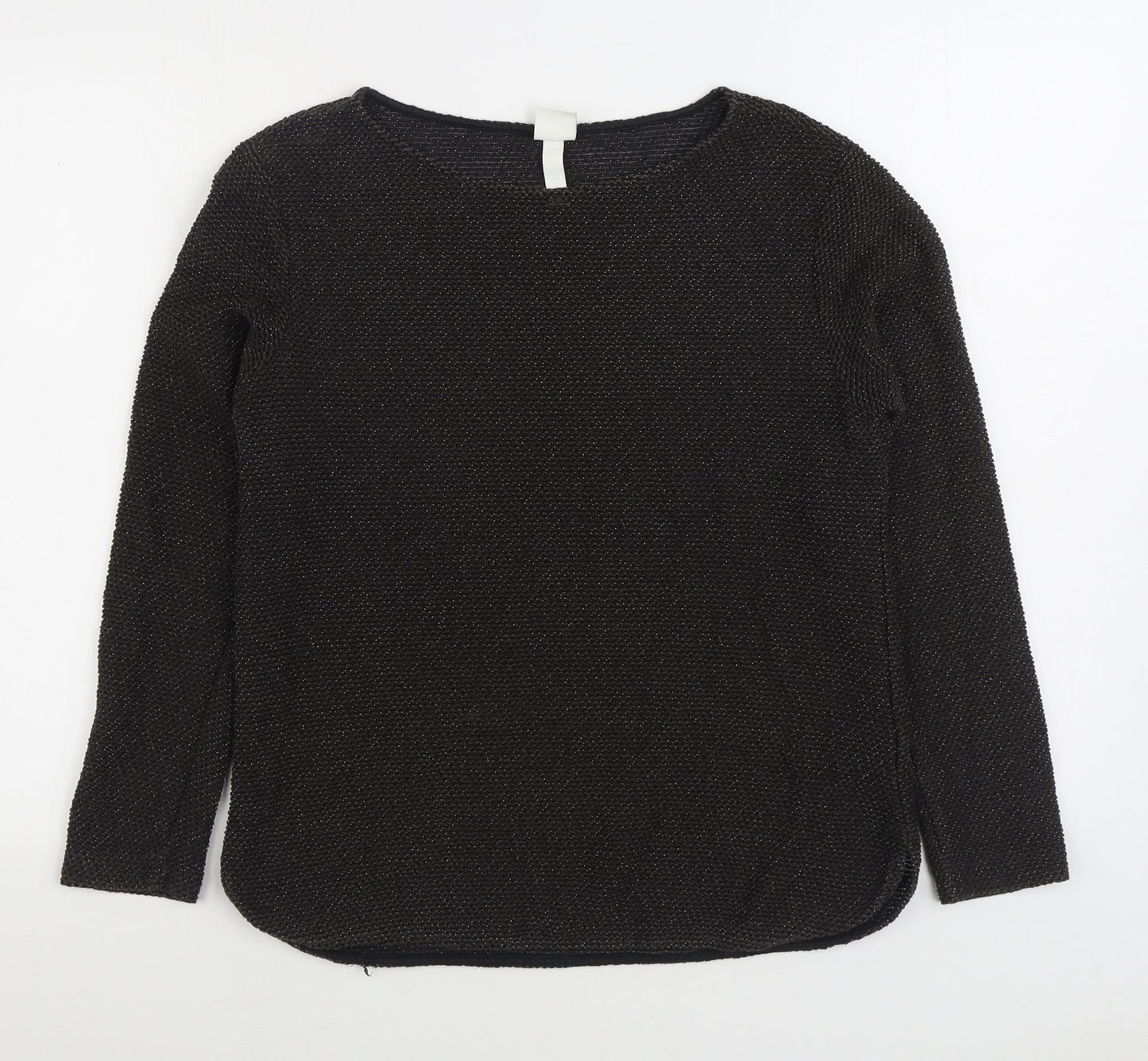 H&M Womens Black Boat Neck Cotton Pullover Jumper Size M