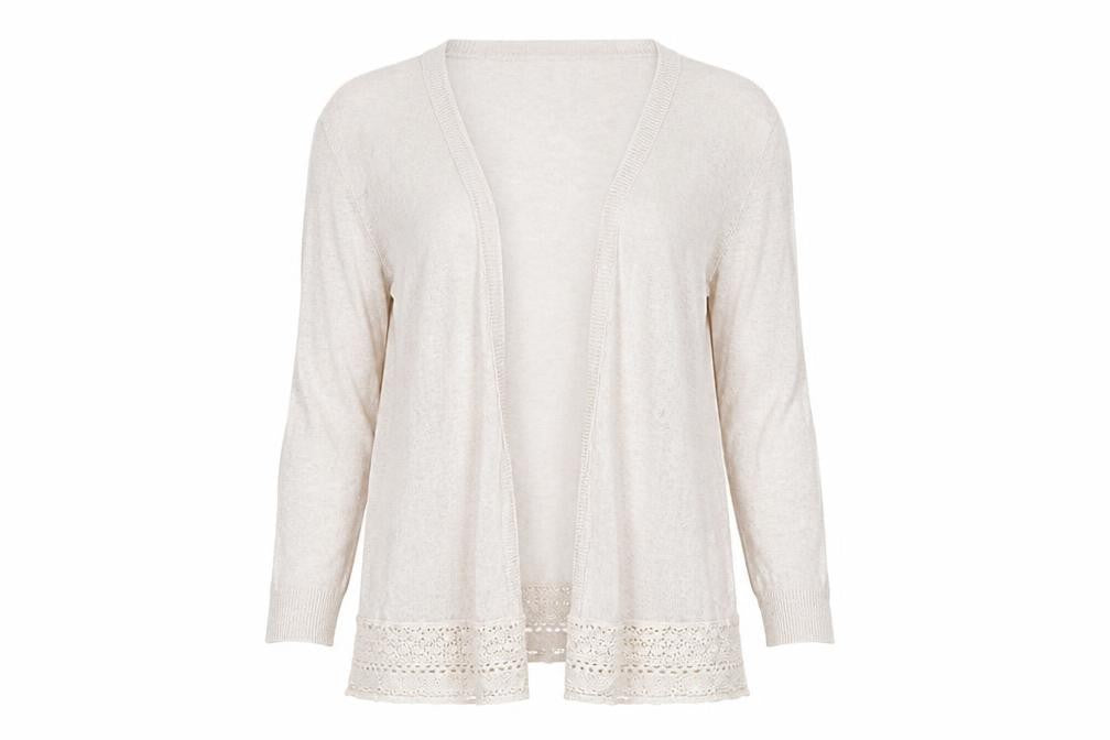 Dorothy Perkins Womens White Round Neck Cotton Cardigan Jumper Size 12