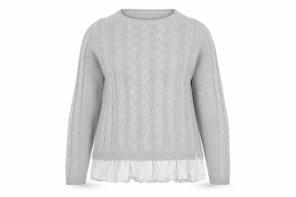 LTS Womens Grey Round Neck Acrylic Pullover Jumper Size 14