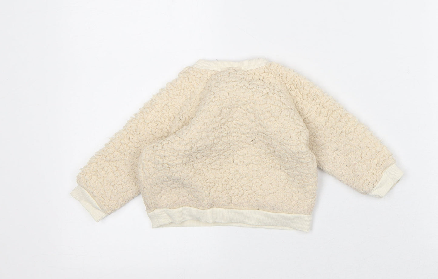 PL:Baby Baby Beige Polyester Pullover Jumper Size 9-12 Months Snap - Woolen Texture