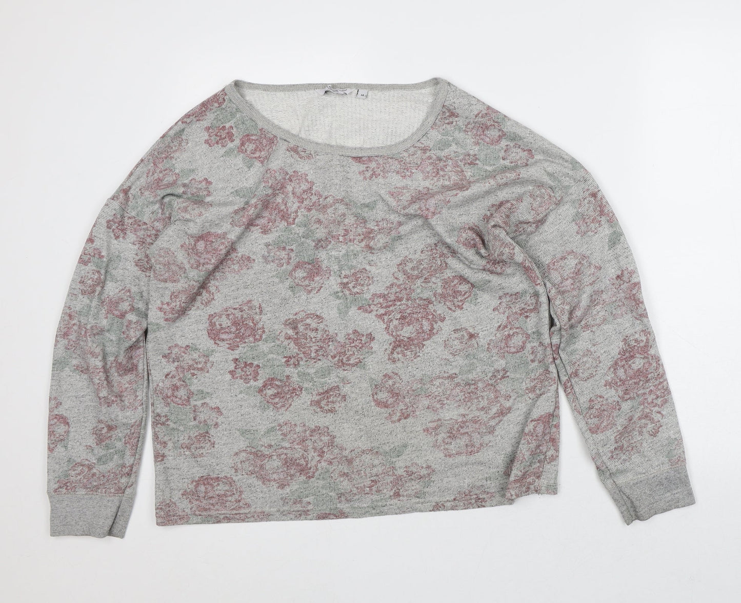 New Look Womens Grey Floral Polyester Pullover Sweatshirt Size 14