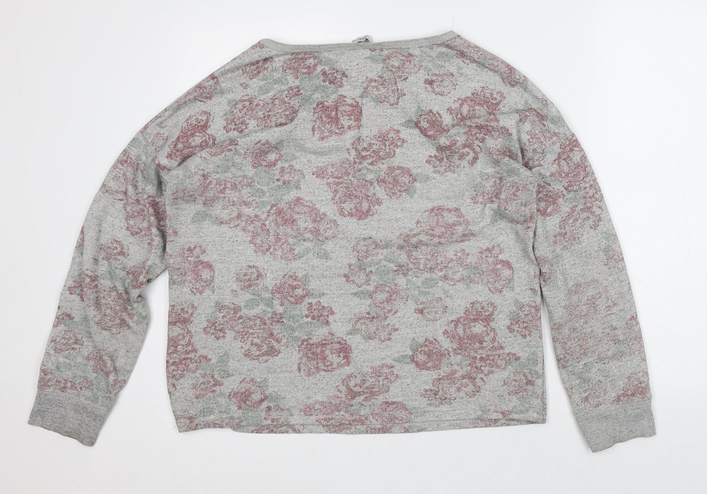 New Look Womens Grey Floral Polyester Pullover Sweatshirt Size 14