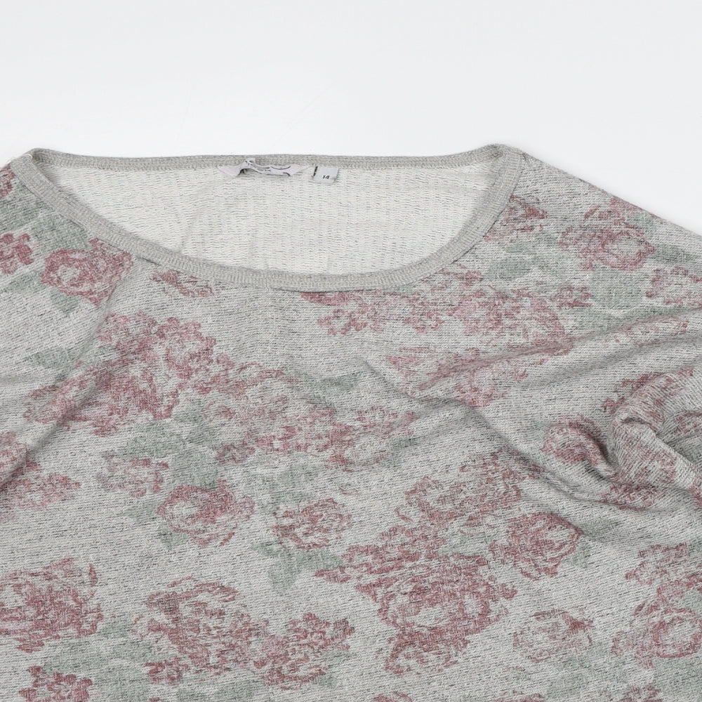 New Look Womens Grey Floral Polyester Pullover Sweatshirt Size 14
